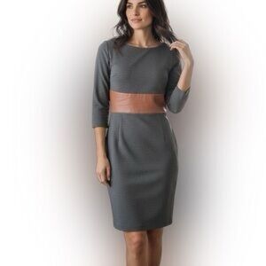 VENUS charcoal Dress with Brown Accent